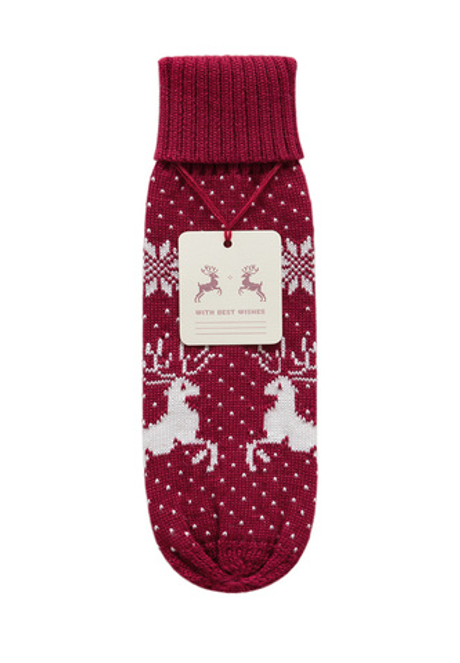 Декоративный чехол на бутылку Luxberry Олень бордо-белый