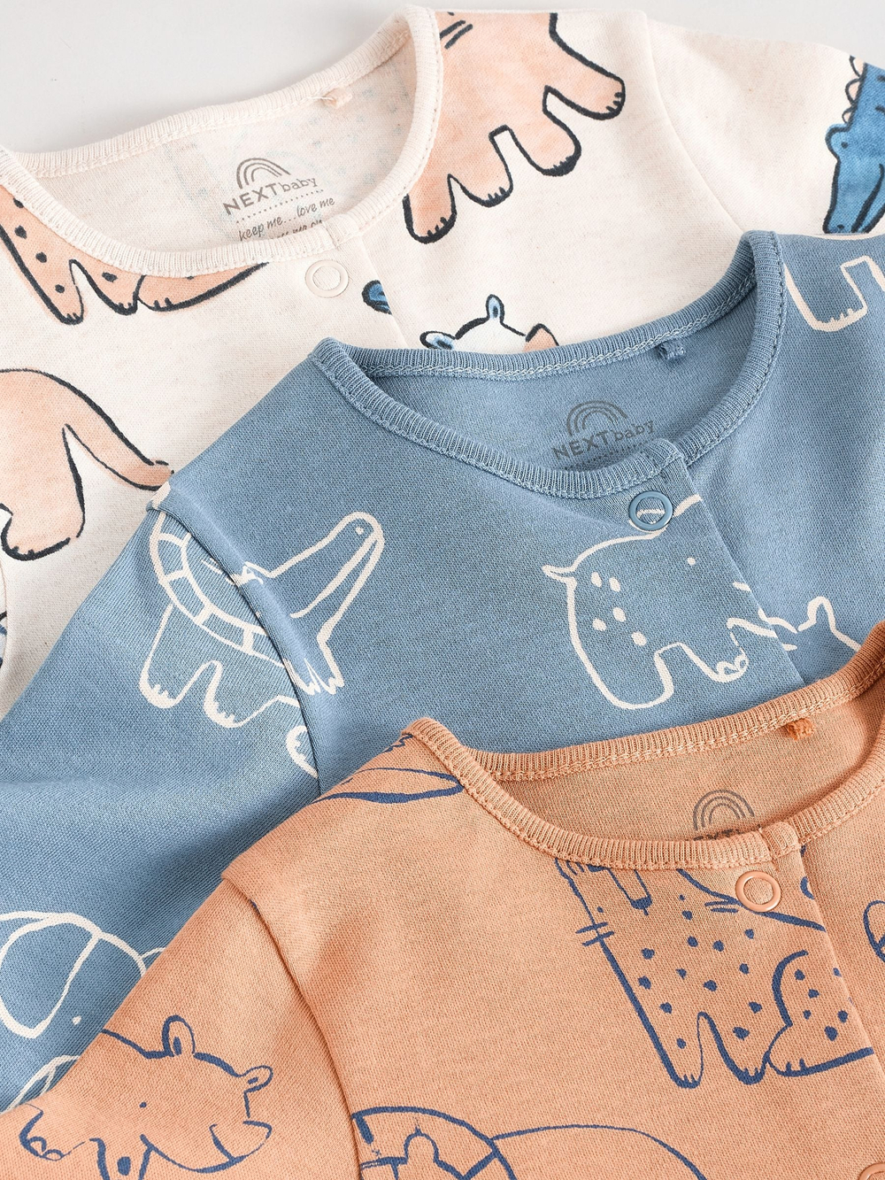 Комбинезон / Cлип для малышей Next AA5-960, 3 шт., Молочный, Голубой, Кирпичный