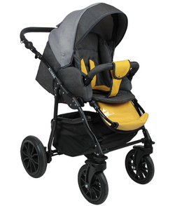 Детская коляска Alis Alvaro 2 в 1 Al 02 т.серый+св.серый+желтая кожа