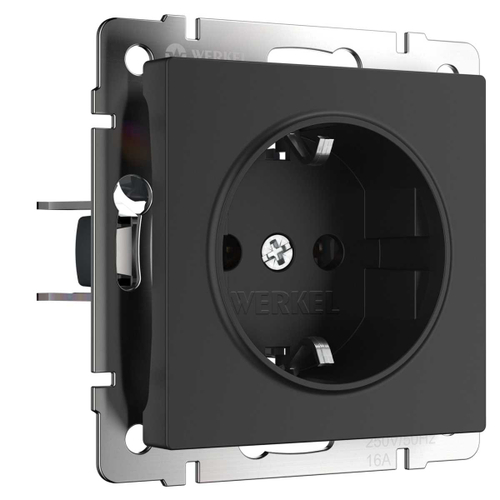 Розетка Werkel с заземлением и шторками черный матовый W1171108 4690389156885