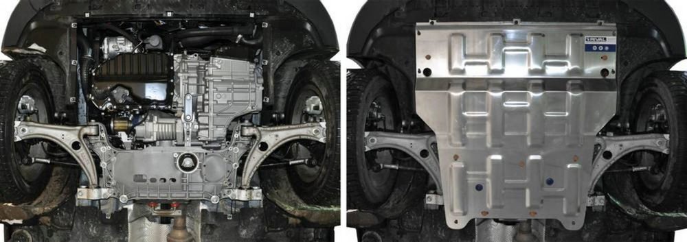 Защита картера и КПП Rival для Audi Q3 I (V - 2.0; 2.0D) 2011-2018, штампованная, алюминий 3 мм, с крепежом, 333.0328.1