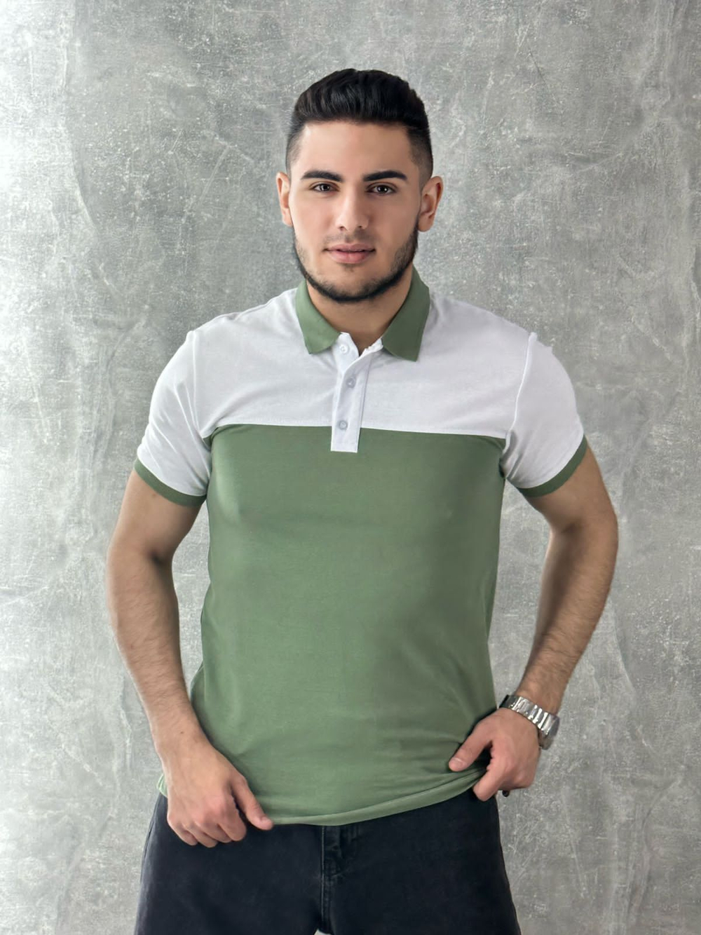 [m]Футболка поло двухцвет ФПМ0004