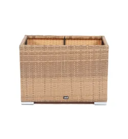 "Лунго" кашпо для цветов большое плетеное из искусственного ротанга, цвет соломенный