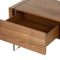 Прикроватная тумба Somerset 58x40 см, шпон ореха, стеклянные ножки