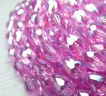 БК016ДС118 Хрустальные бусины-капли, цвет: ярко-розовый AB прозрачный, 11х8 мм, кол-во: 15 шт.