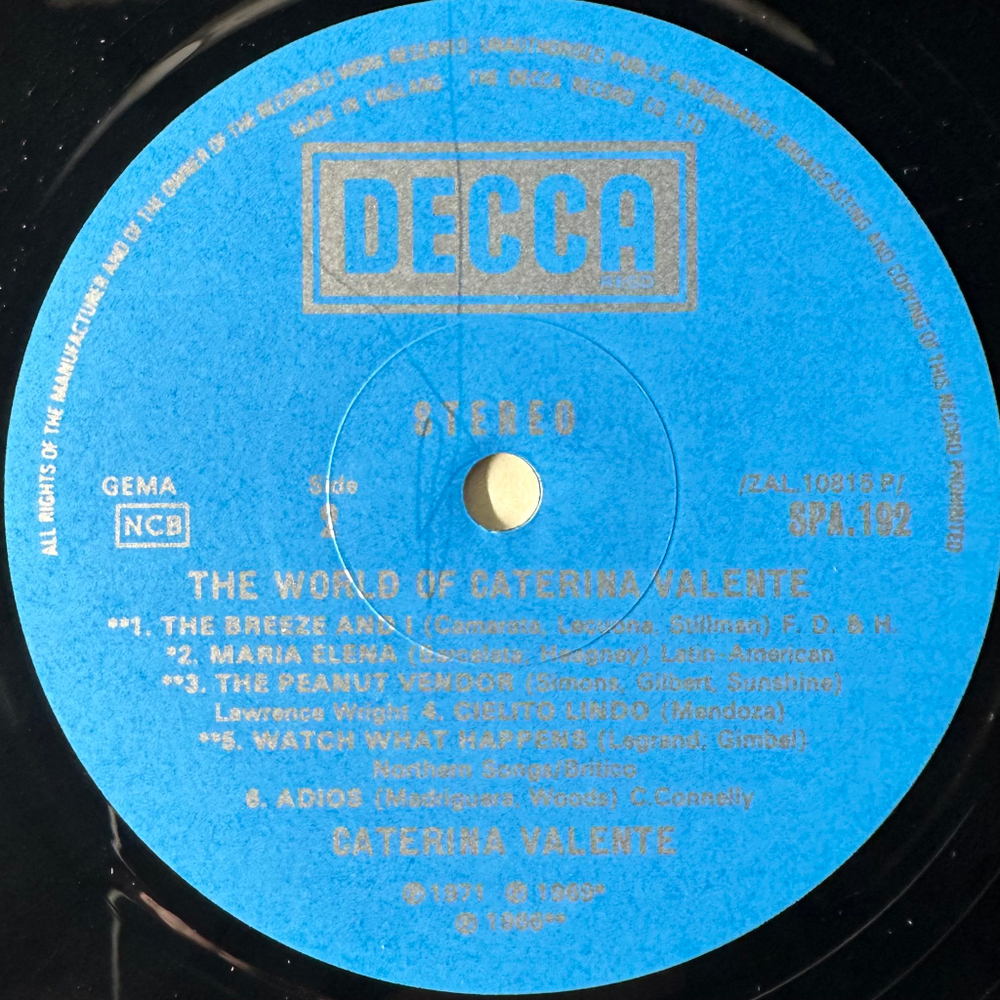 Caterina Valente ‎– The World Of Caterina Valente (Англия 1971г.)
