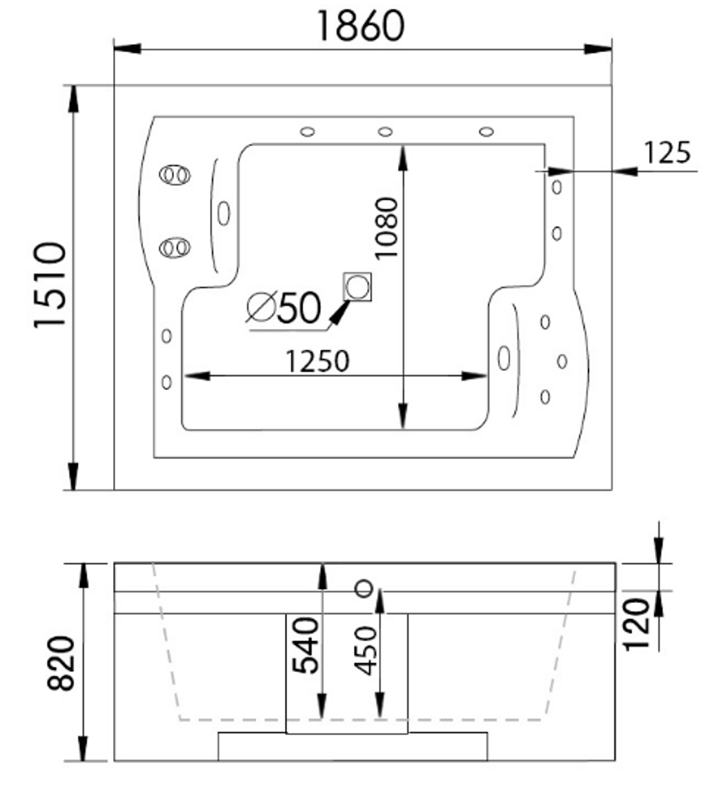 Акриловая ванна Gemy G9052 II B L