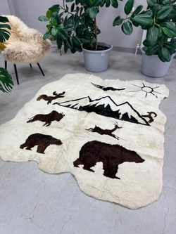 Ковер прямоугольный натуральный мех овчина, 190 х 160 см.