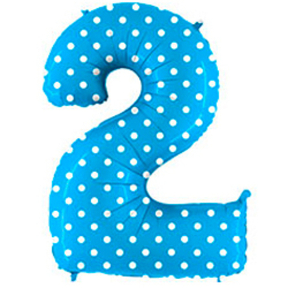 Цифра "2" горошек (голубой)
