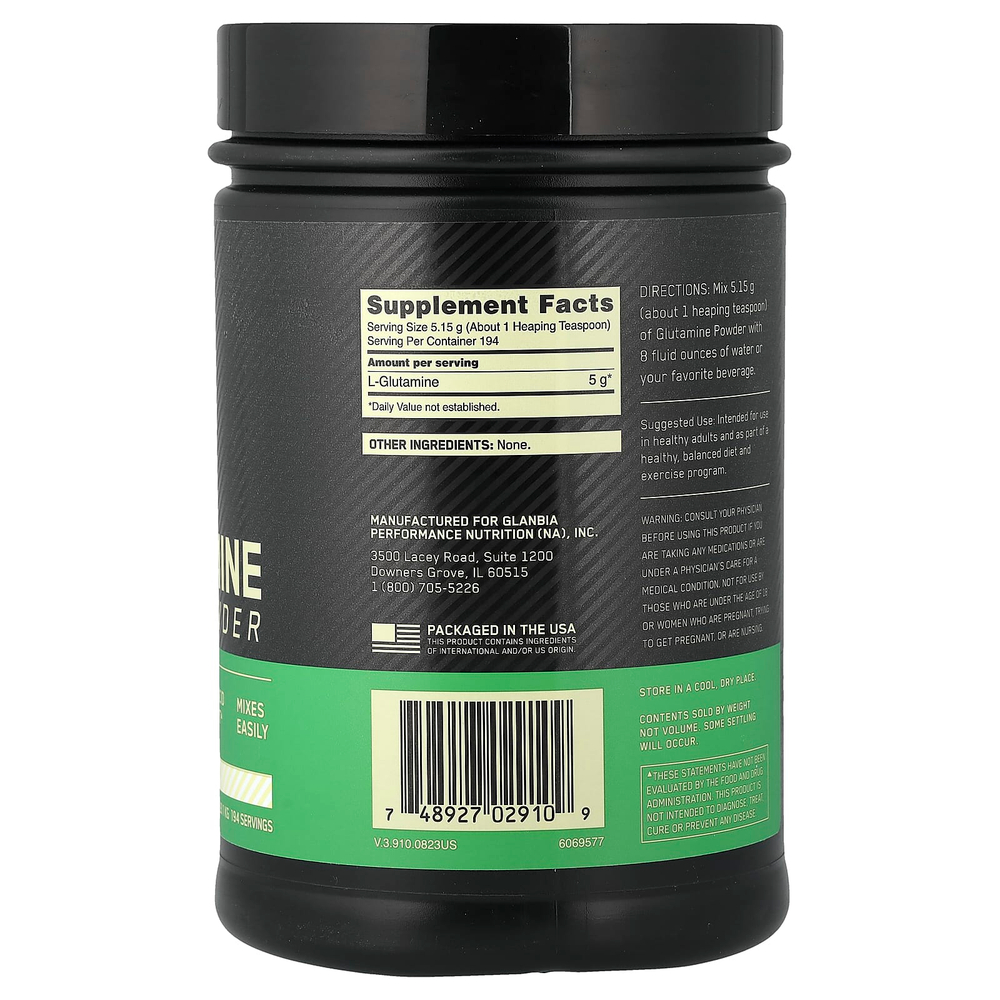 Optimum Nutrition, Глютамин в порошке, неароматизированный, 2,2 фунта (1 кг)