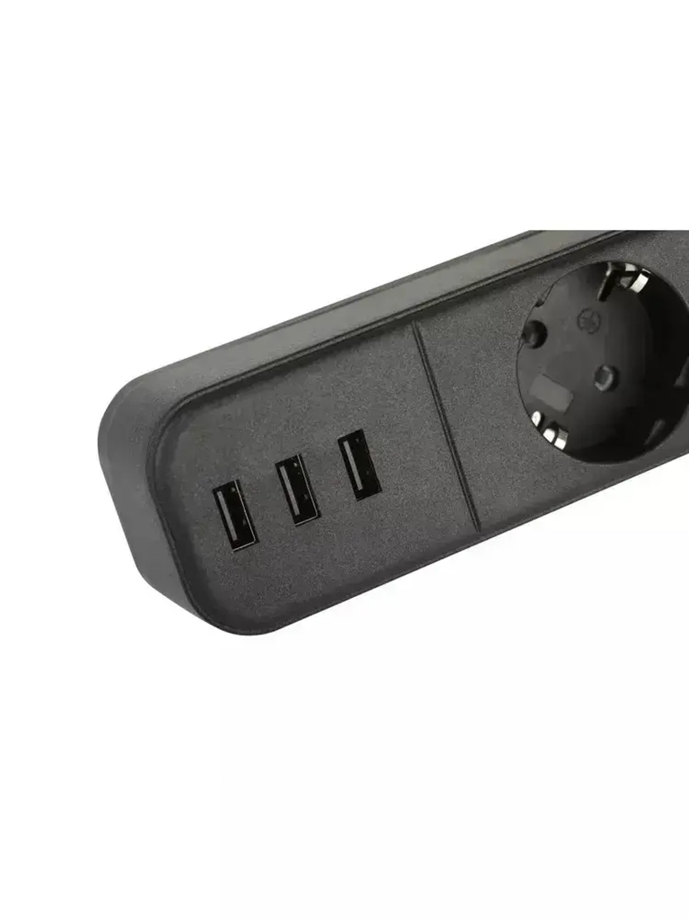 Сетевой фильтр Intro SFE415-3xUSBA-B с базовой защитой с заземлением с выключателем 4 розетки+3xUSBA 3,3A 1,5м 10А / удлинитель сетевой 1,5м