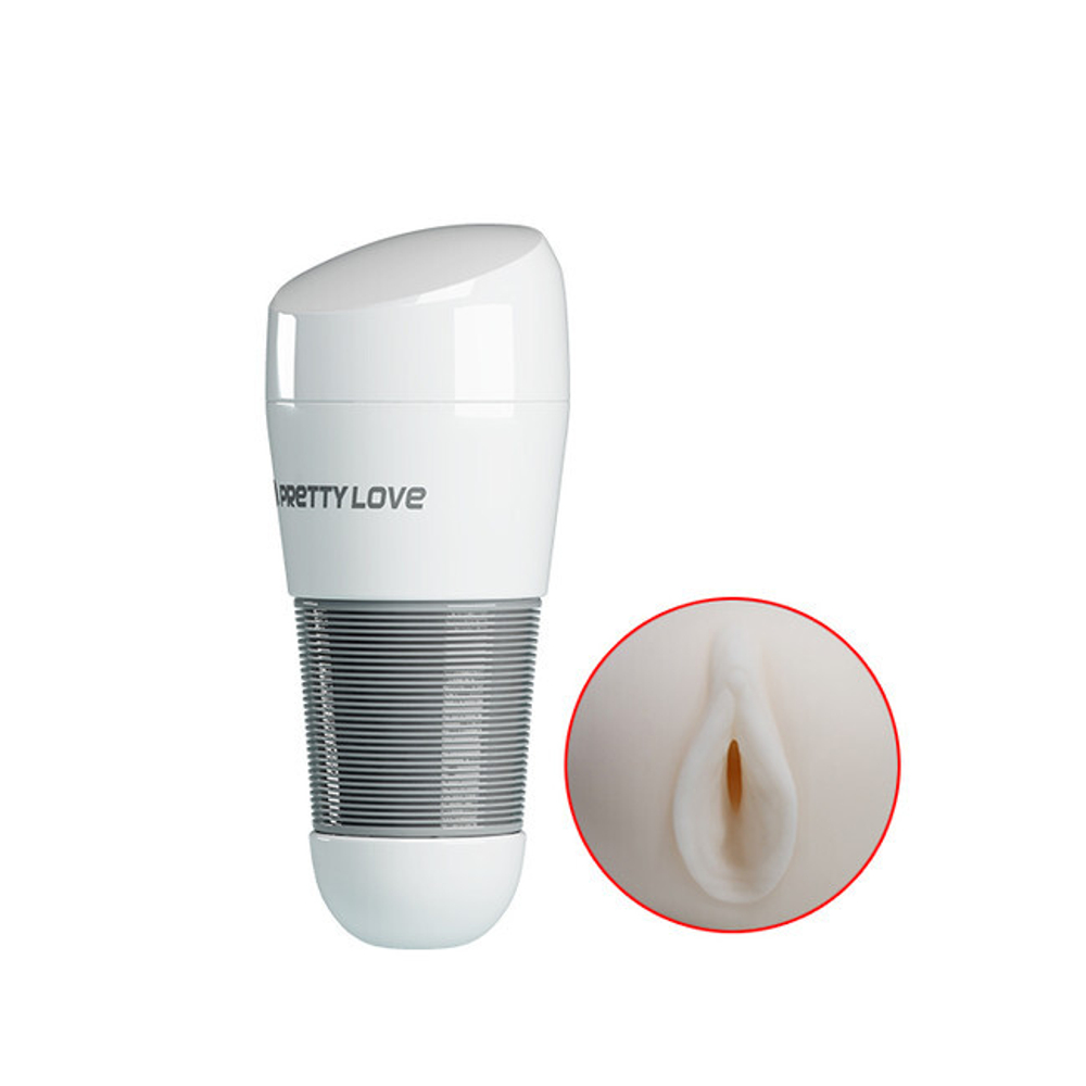 Мастурбатор в тубе белая вагина PrettyLove Kitty без вибрации (Цвет: белый с серым)