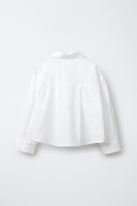 ZARA РУБАШКА ИЗ ПОПЛИНА С КАРМАНОМ, БЕЛЫЙ