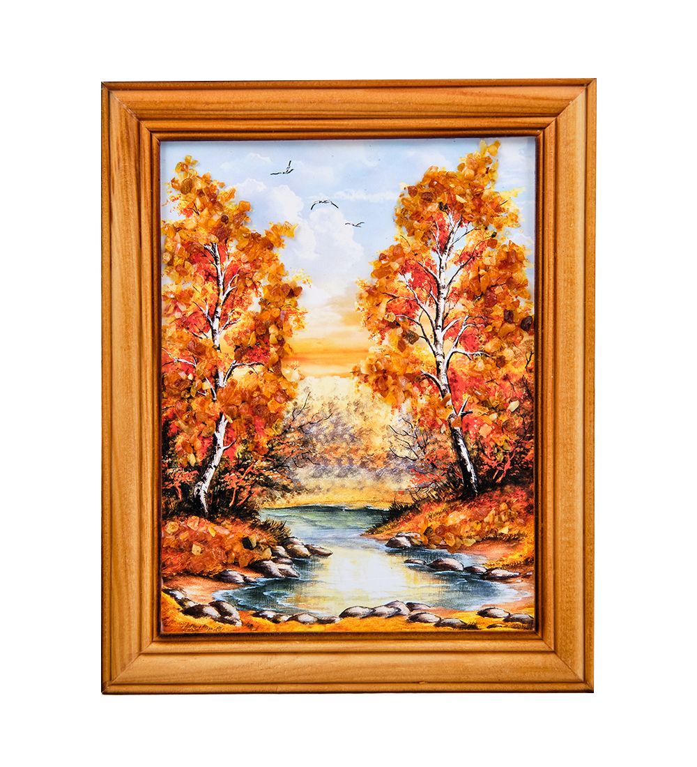 AMB-74/ 6 Картина «Красота природы» (с янтарной крошкой) дер.краш.рамка 12х15