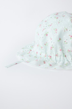 ZARA ШВЕЙЦАРСКАЯ ПАНАМА С ВЫШИВКОЙ И ЦВЕТОЧНЫМ ПРИНТОМ, ЦВЕТ МОРСКОЙ ВОЛНЫ