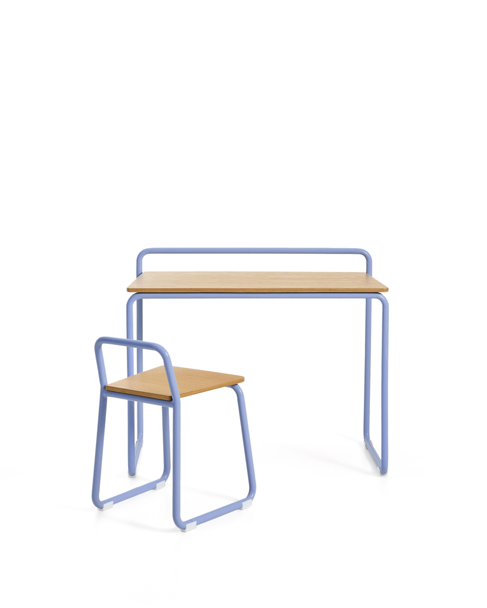 Tinn Стул из ясеневого шпона с синей металлической конструкцией