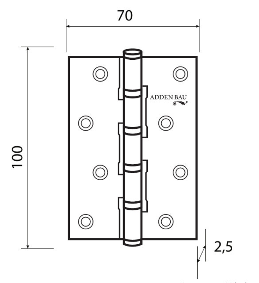 Петля универсальная с четырьмя подшипниками ADDEN BAU. 100X70X2.5 4BB GRAPHITE (цвет ГРАФИТ)