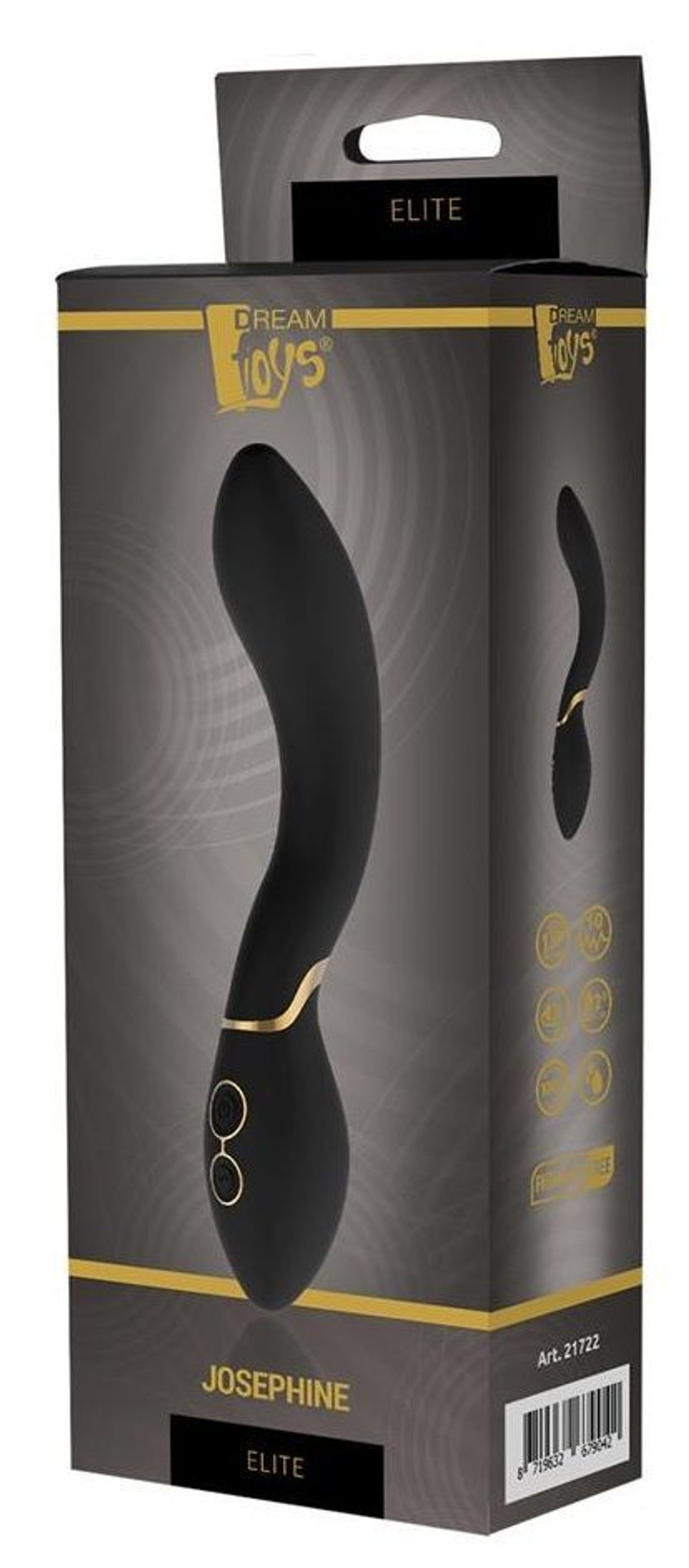 Черный изогнутый вибромассажер Josephine - 20 см. (Цвет: черный)