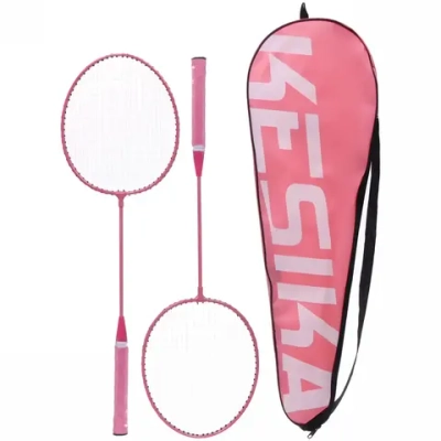 Бадминтон в наборе K-003 3 предмета: 2 металлические ракетки 65 см, чехол (розовый)