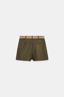 ZARA ЮБКА-ШОРТЫ С РЕМНЕМ, ХАКИ