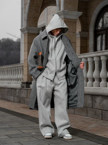 Серое мужское пальто LAINE на пуговицах