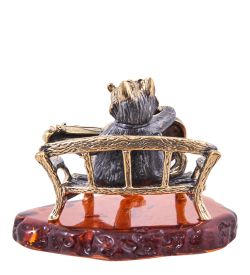 Народные промыслы AM-3862 Фигурка «Кот Гитарист» (латунь, янтарь)