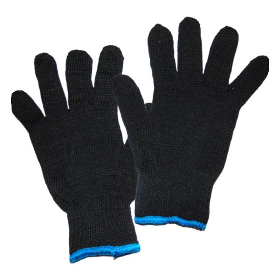 Перчатки х/б 7,5 класс, черные без ПВХ, 2-й оверлок 60 гр