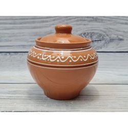 Горшочек 700 мл d 10,5 см h9 см с крышкой "Псковский" керамика ПГ [1]