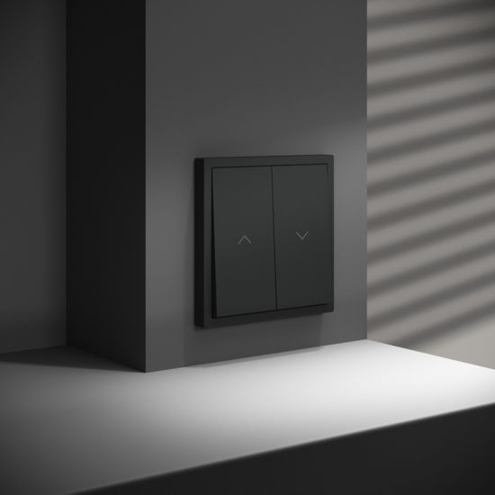 Выключатель встраиваемый VOLTUM S70 для жалюзи 10А, (черный матовый)