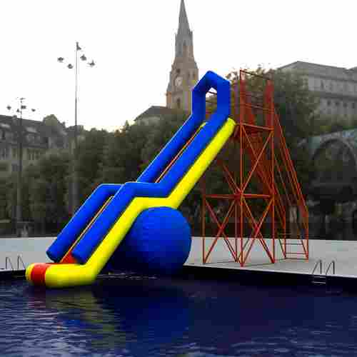 Надувная водная горка для вышки (опоры) «Стрела» с одной ступенью, 10*2,5*5 м