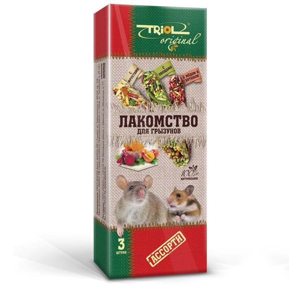 Лакомство для грызунов "Ассорти" (уп.3шт.), 75г, Triol Original