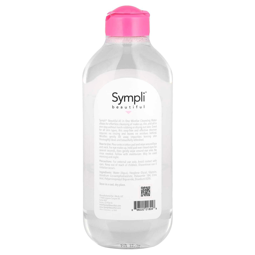 Sympli Beautiful, универсальная мицеллярная очищающая вода, 400 мл (13,5 жидк. унции)