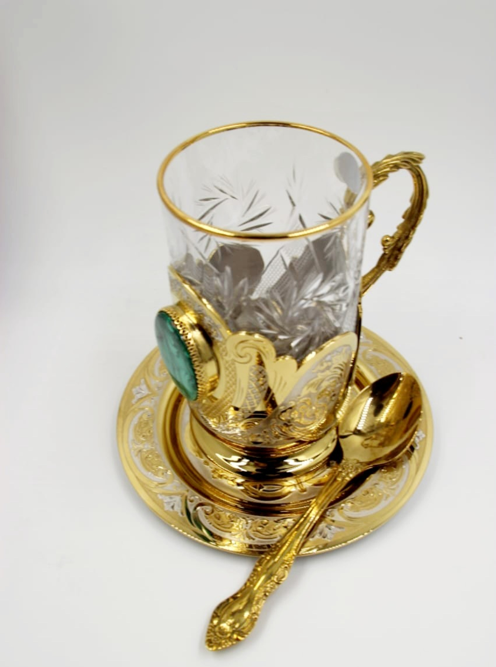 Чайный набор с блюдцем "Малахит"