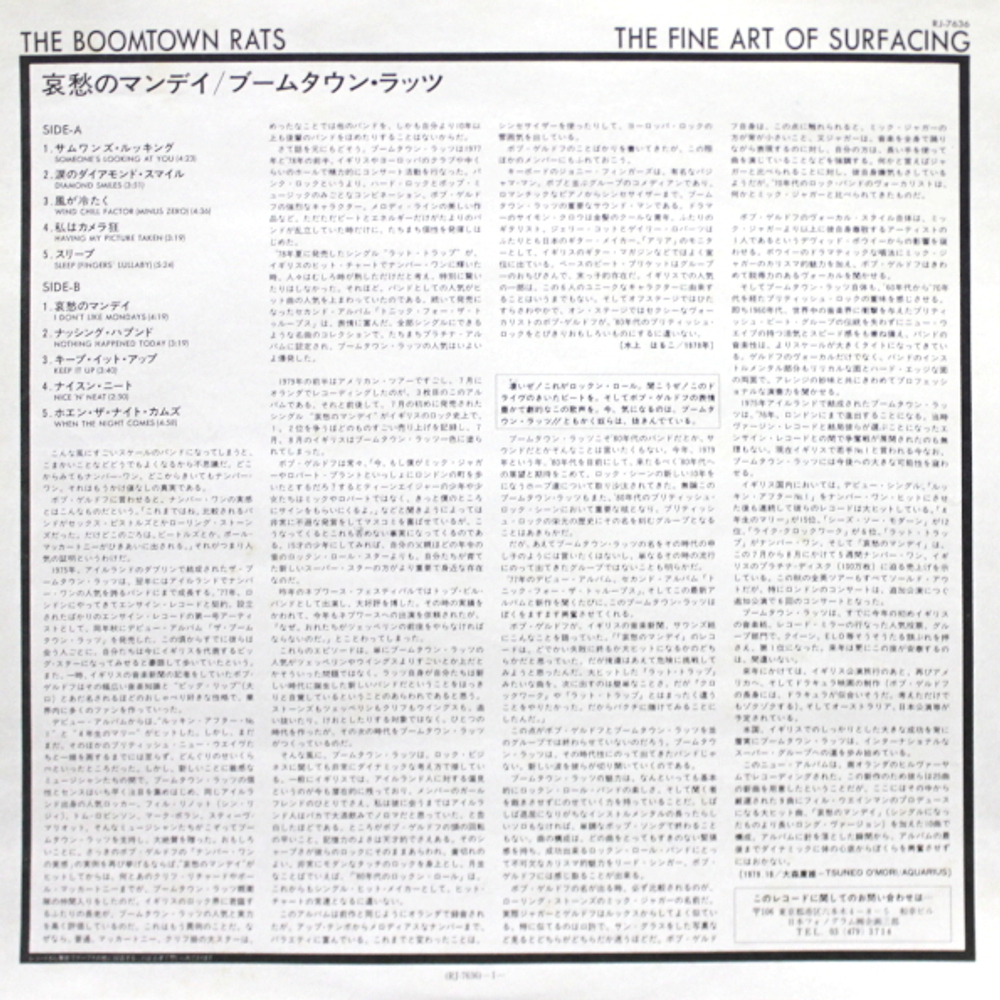 The Boomtown Rats / The Fine Art Of Surfacing (LP)