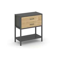 Shelf System Односекционный стеллаж двухярусный с ящиками SN.STM-212 Антрацит/Тиквуд Светлый/Металл