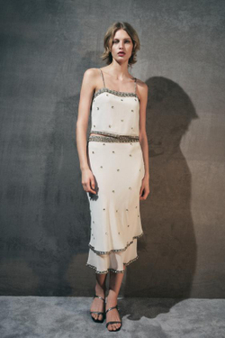 ZARA ТОП НА БРЕТЕЛЯХ С ПАЙЕТКАМИ, СЕРЫЙ