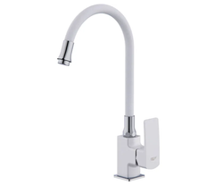 Смеситель FRUD кухня гибкий излив, керам. картр., силумин, белый, гайка R43153