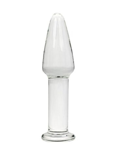 Прозрачный анальный плаг из стекла на длинной ножке - 12 см. (Цвет: прозрачный)