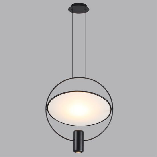 7029/2L HIGHTECH ODL25 000 черный/бел матовый металл/акрил Подвесной светильник черный поворотный 150° IP20 LED GU10 2*7W ORBITE