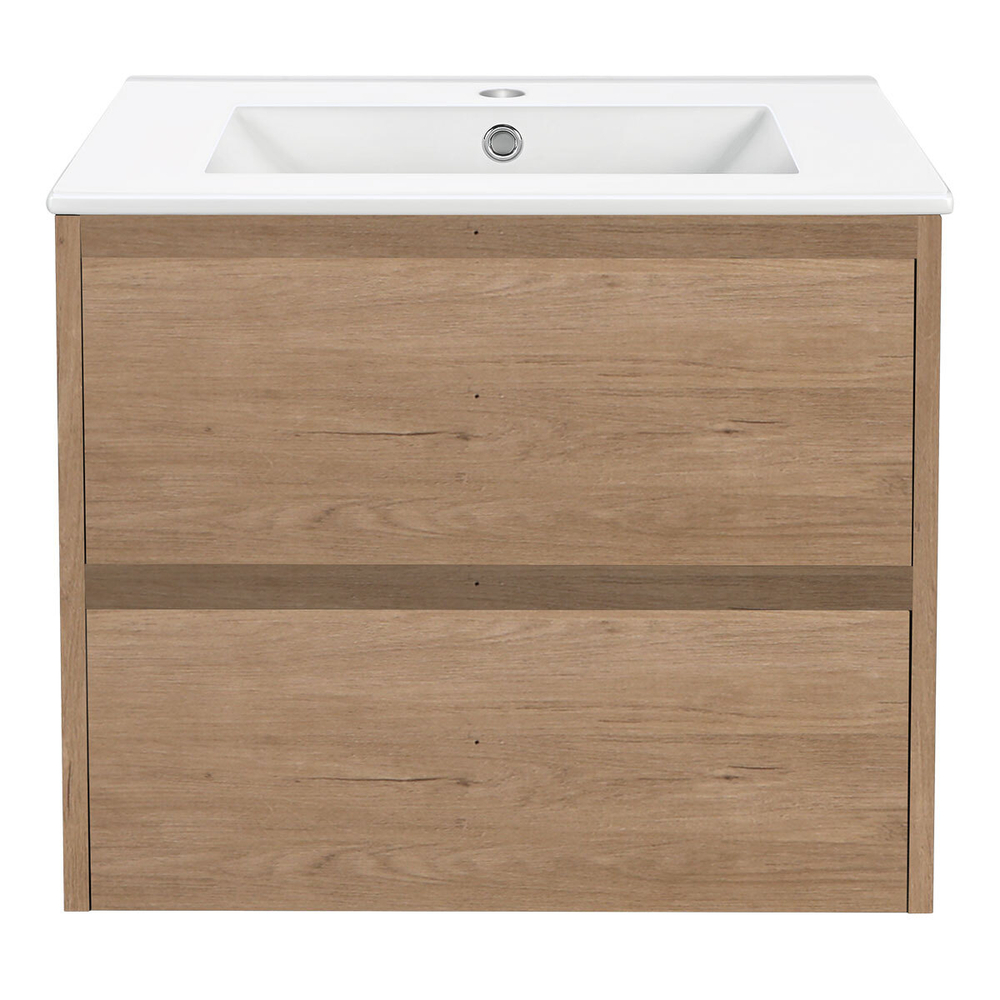 Тумба под раковину Vincea Gio 600 подвесная, 2 выкатных ящика soft-close, N.Oak