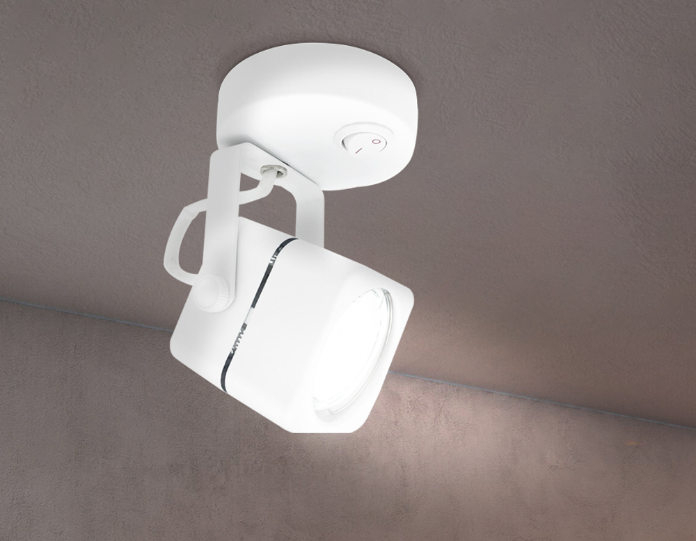 Накладной поворотный светильник с выключателем TA108 WH белый GU10 D80*130*D60