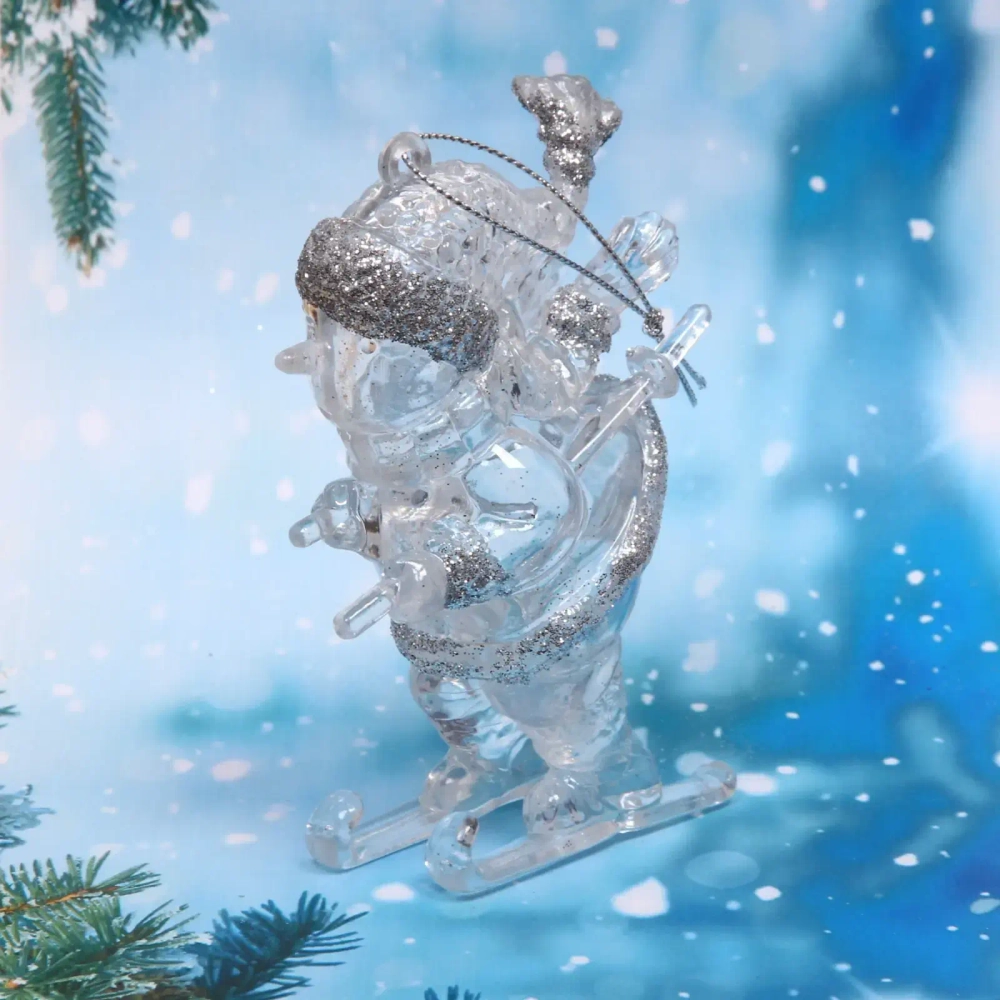 Украшение новогоднее подвесное «Озорной снеговик» 10 см, серебро