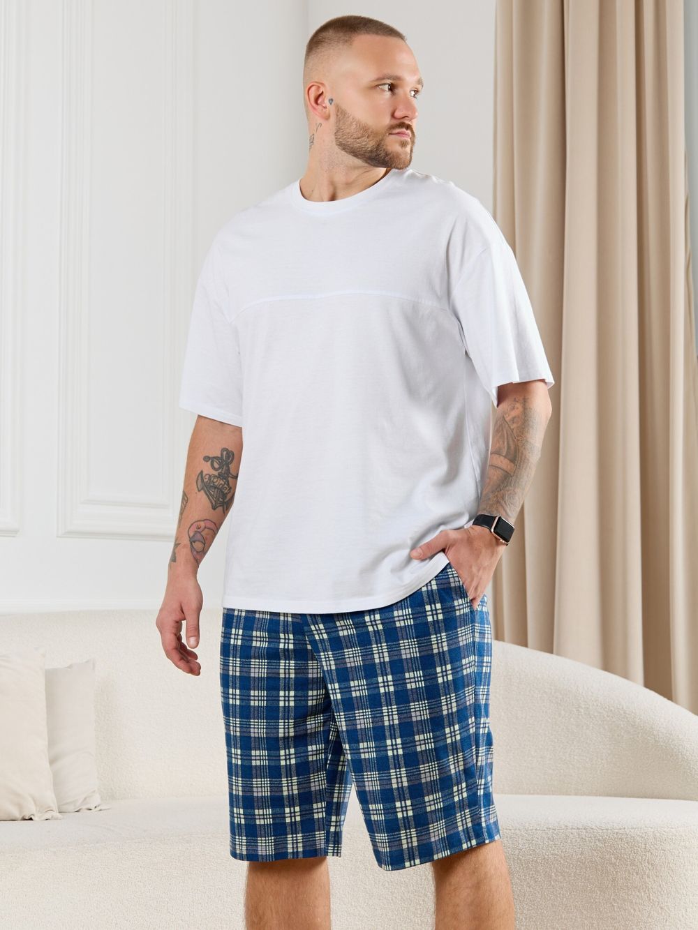 Шорты мужские Тор-2 Виотекс КЛЕТКА СИНЯЯ