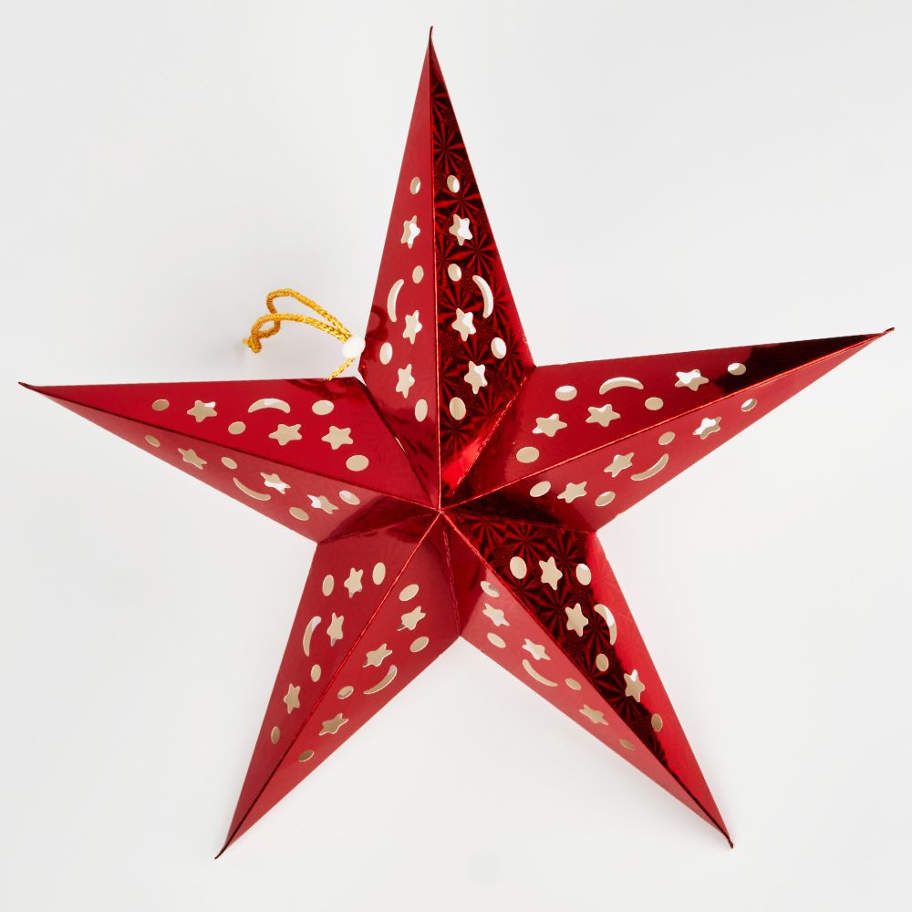 ULD-H4545-005-STA-2AA WARM WHITE IP20 RED STAR Фигура светодиодная Красная звезда на батарейках 2AA не в-к. 45х45см. Подвесная. 5 светодиодов. Теплый белый свет. Провод прозрачный. TM Uniel