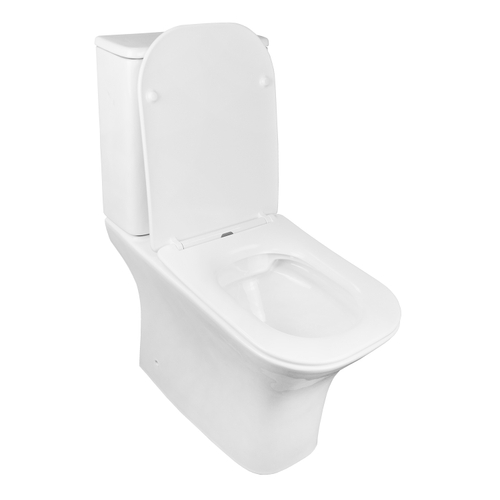 Унитаз-компакт безободковый Azario Fretta Square AZ-5121-G с крышкой-сиденьем микролифт, белый