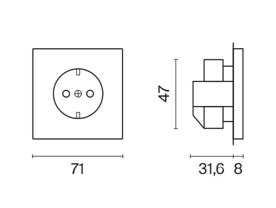 Розетка встраиваемая VOLTUM S70 с заземлением 16А, (черный матовый)