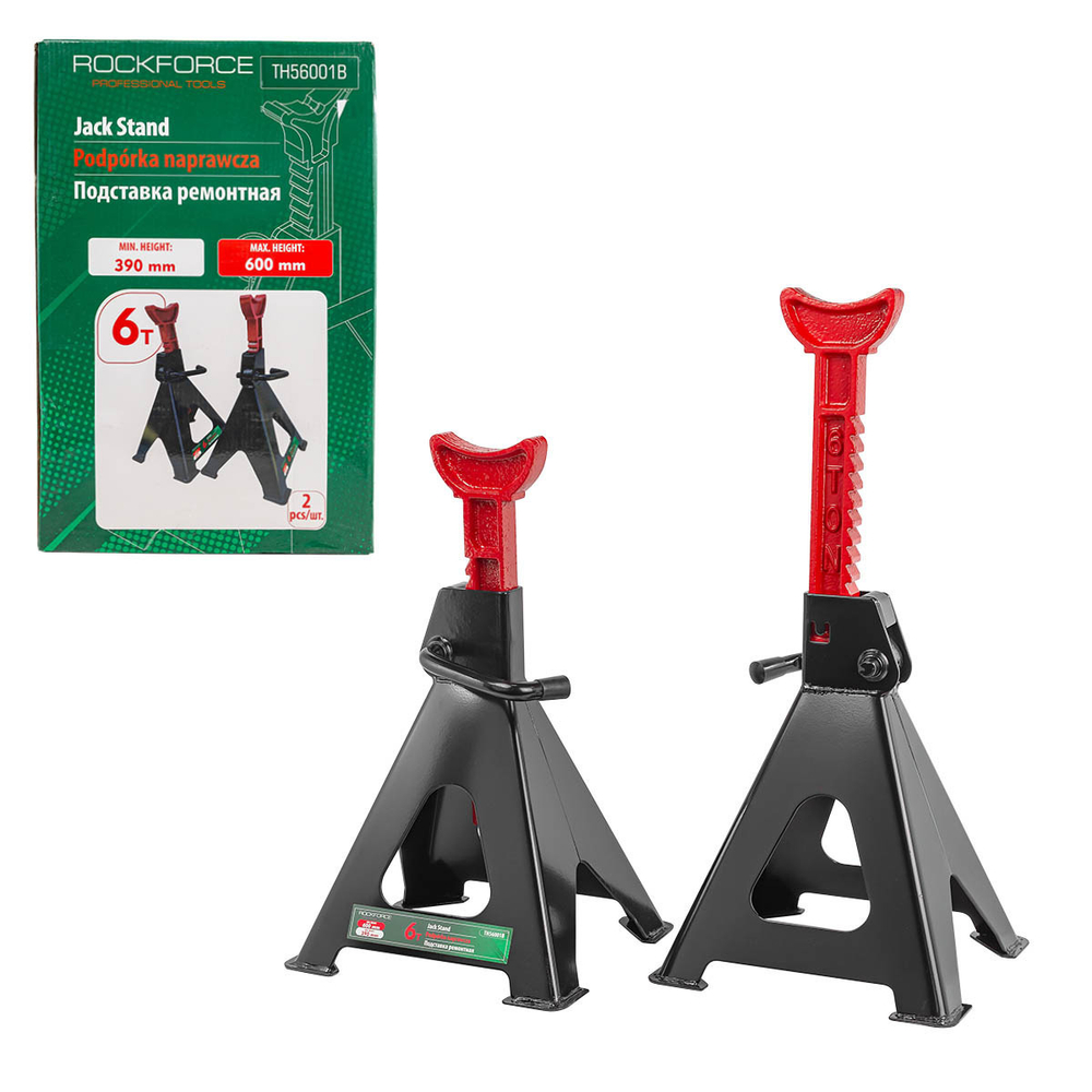 Подставка ремонтная 6т (h min 390мм, h max 600мм) (к-т 2шт) RockForce##Rock FORCE RF-TH56001B(DS)