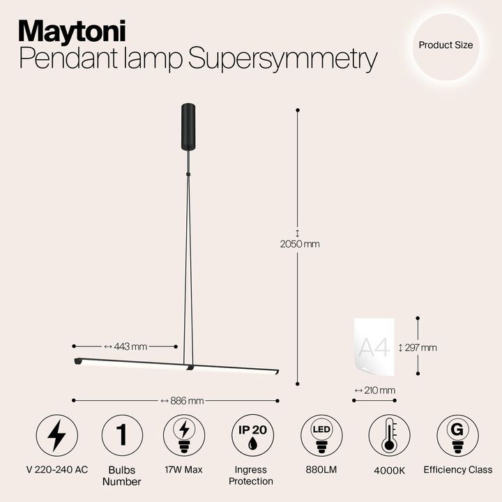 Подвесной светодиодный светильник Maytoni Supersymmetry P096PL-L11BK