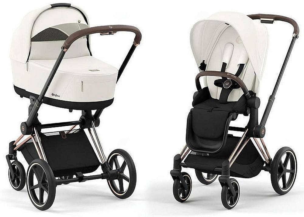 Коляска Cybex Priam IV Rosegold complete и автокресло Cloud G i-Size Lava Grey 3 в 1 Off White