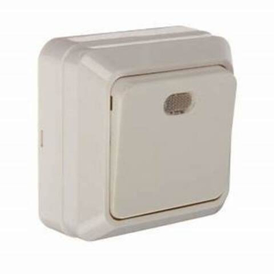 Выключатель 1-кл. белый с индикатором ОП 10А , "Ладога" TDM